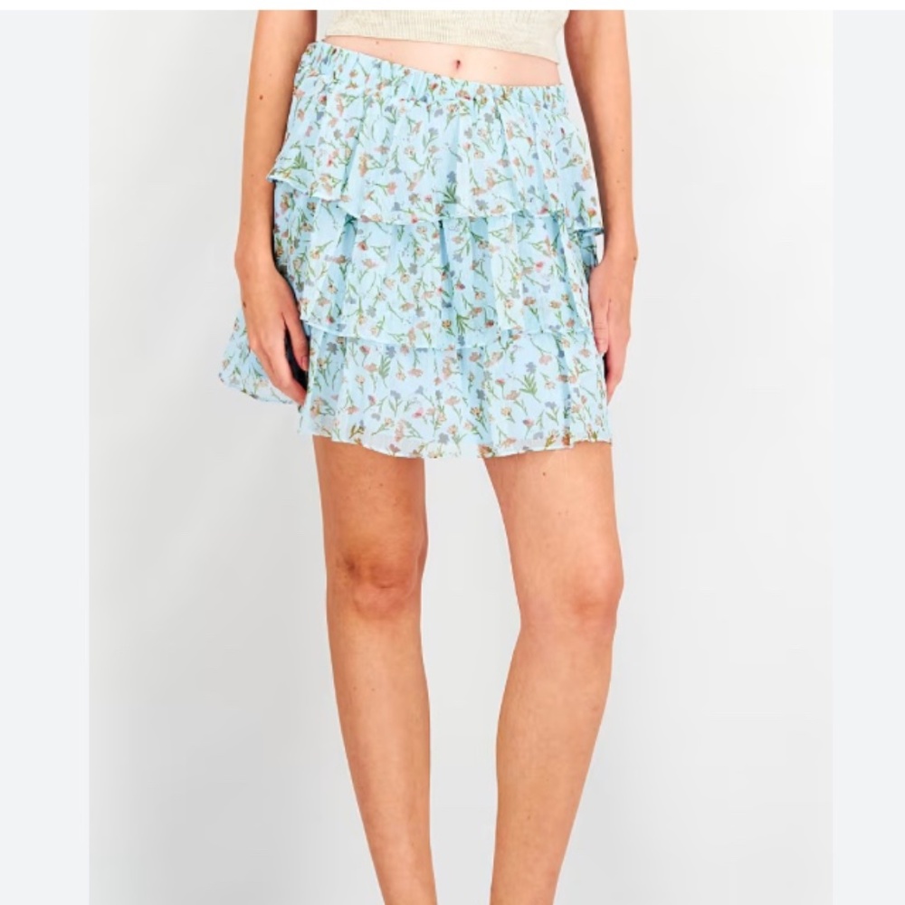Labelrail x Collyer Twins Women Floral Print Tiered Detail Mini Skirt Size 16